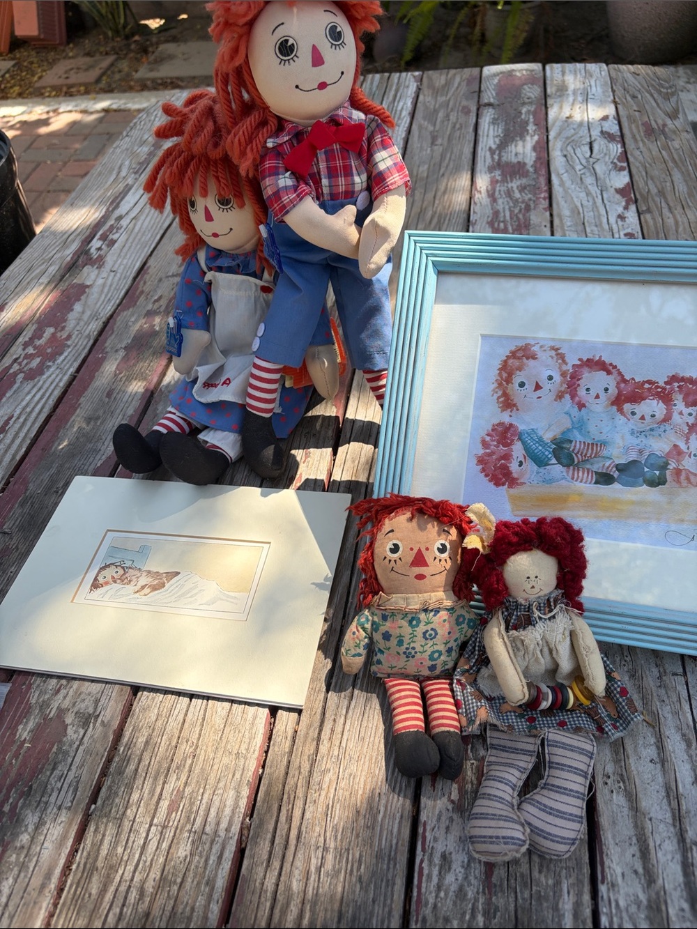 Handmade Rag Doll Toy Set - Red Hair Plush Dolls (Set of 4) plus 2 pictures